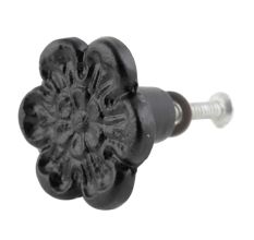 Black Alyssum Flower Iron Cabinet Knob